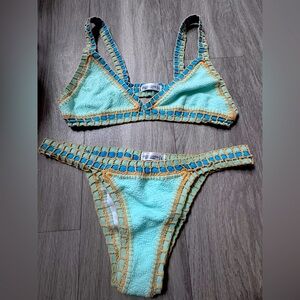 Crochet Trim Mint Bikini Set
